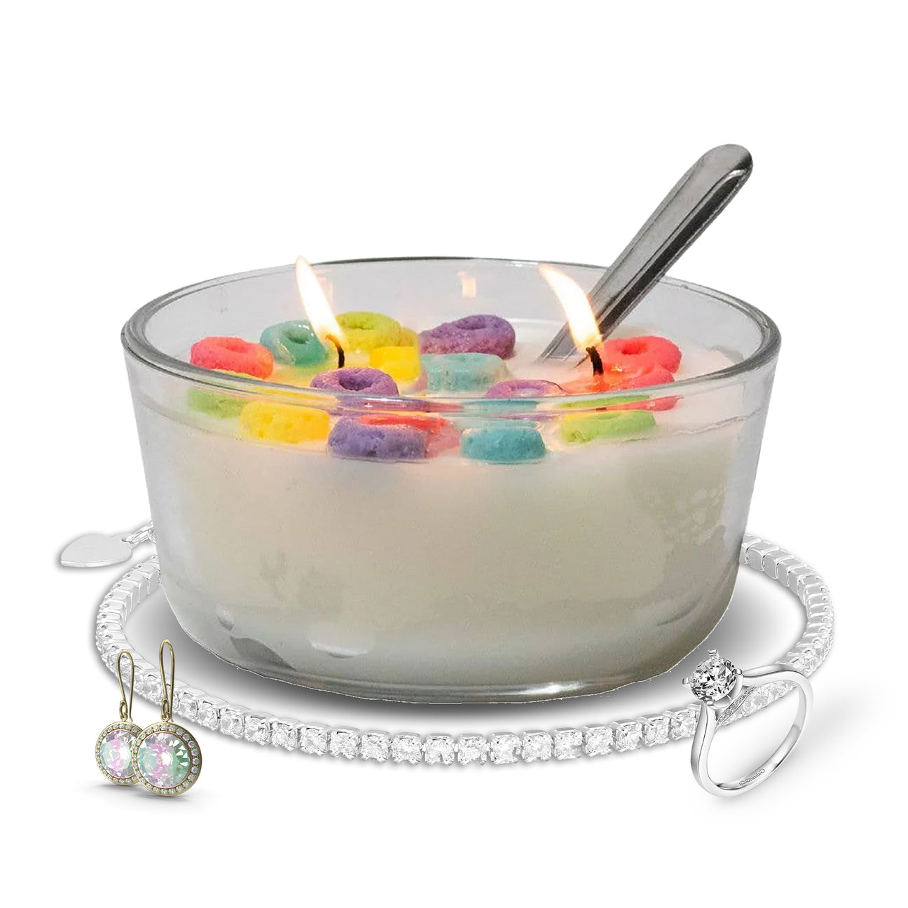 jewelry cereal candles, jewelry cereal bowl candles