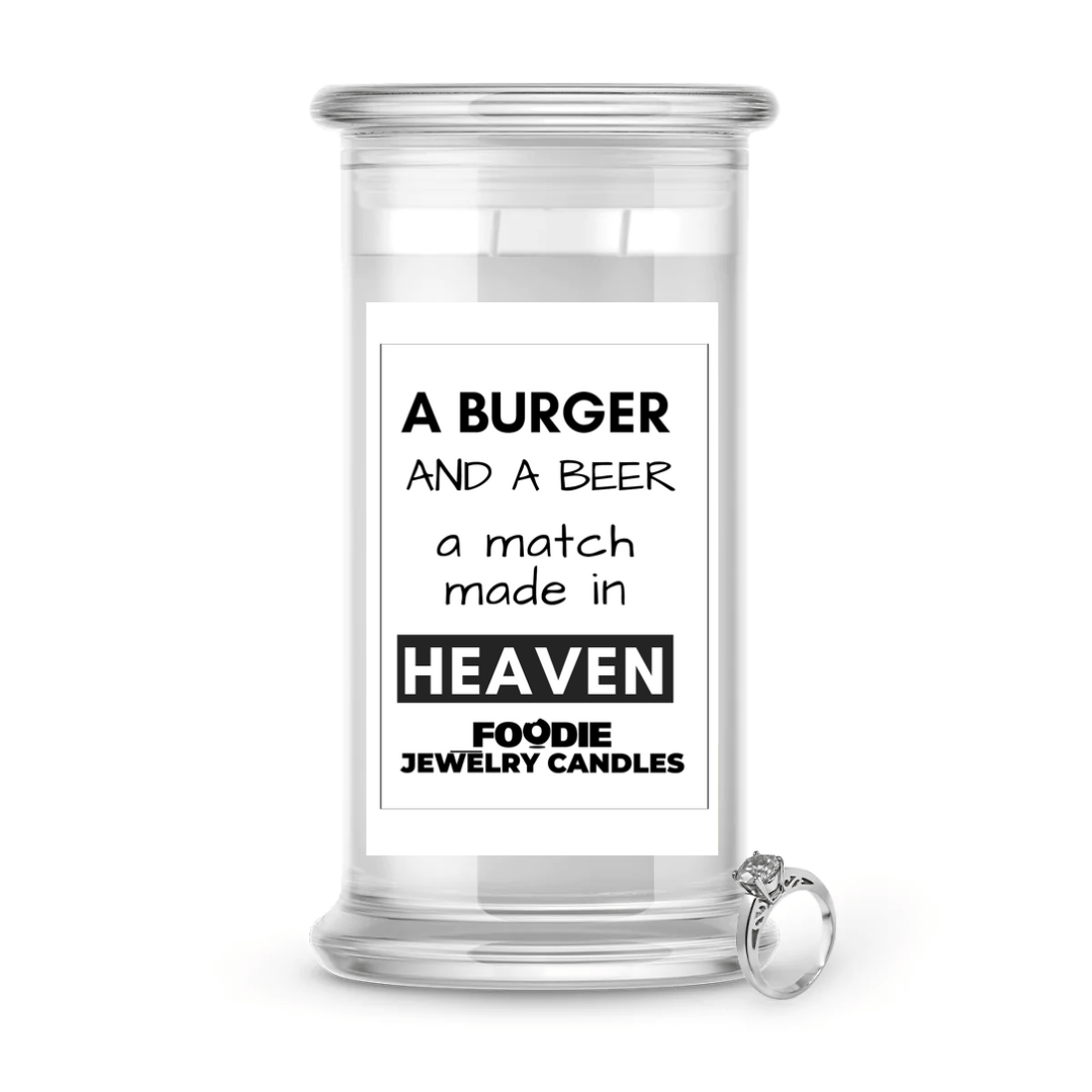 A Burger and a  beer a match made in Heaven | Foodie Jewelry Candles