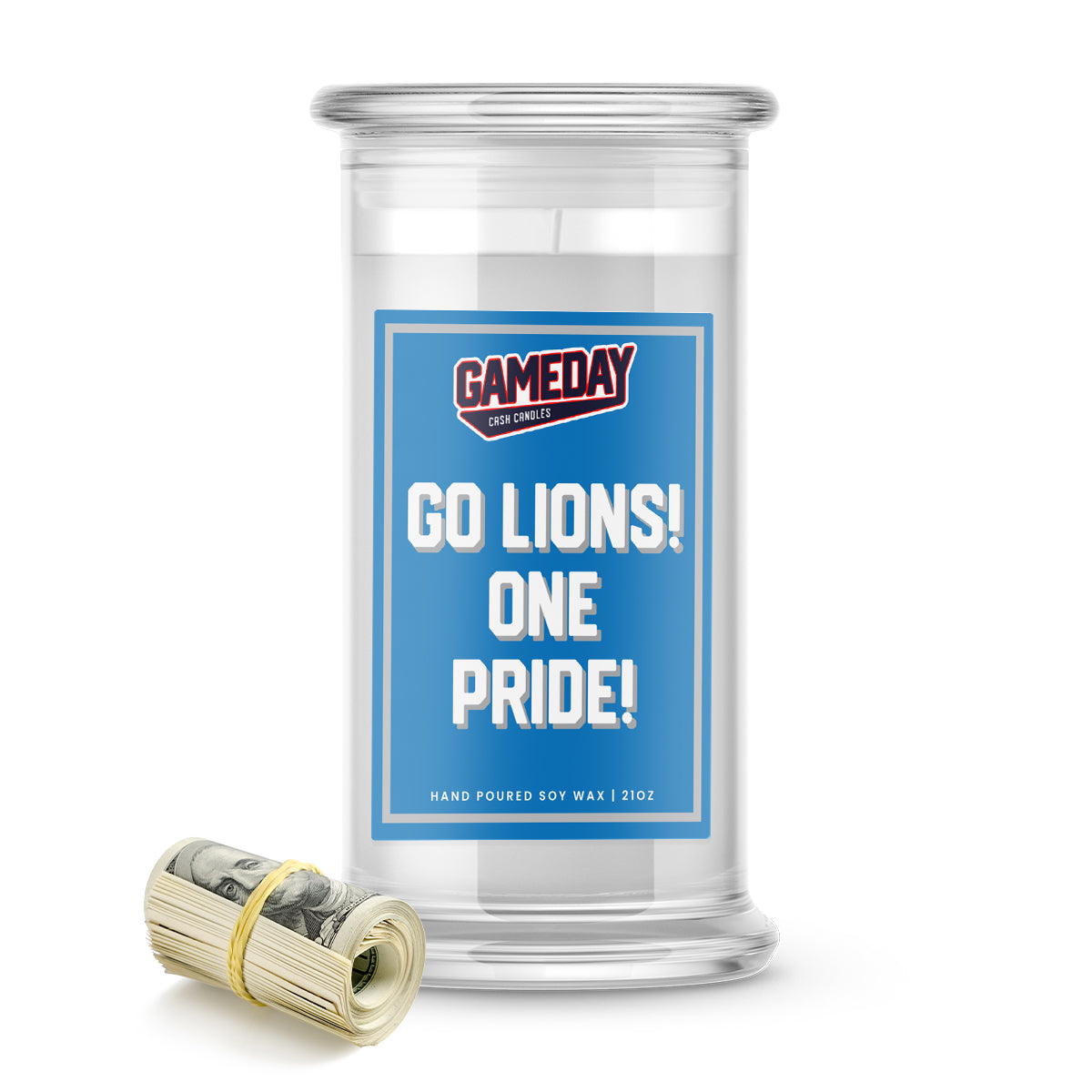 Detroit Lions Go LIONS! Cash Candle