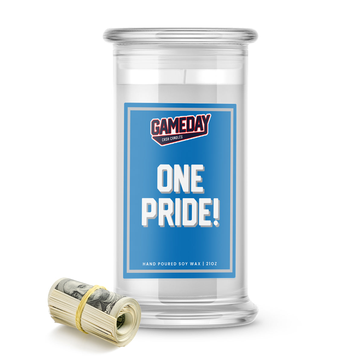 Detroit Lions ONE PRIDE! Cash Candle