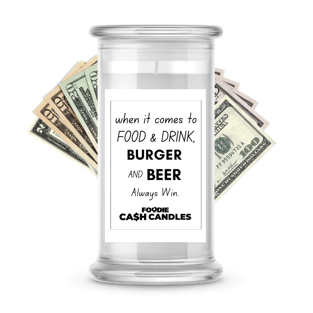 When it comes to Food & Drink, Burger and Beer always win | Foodie Cash Candles