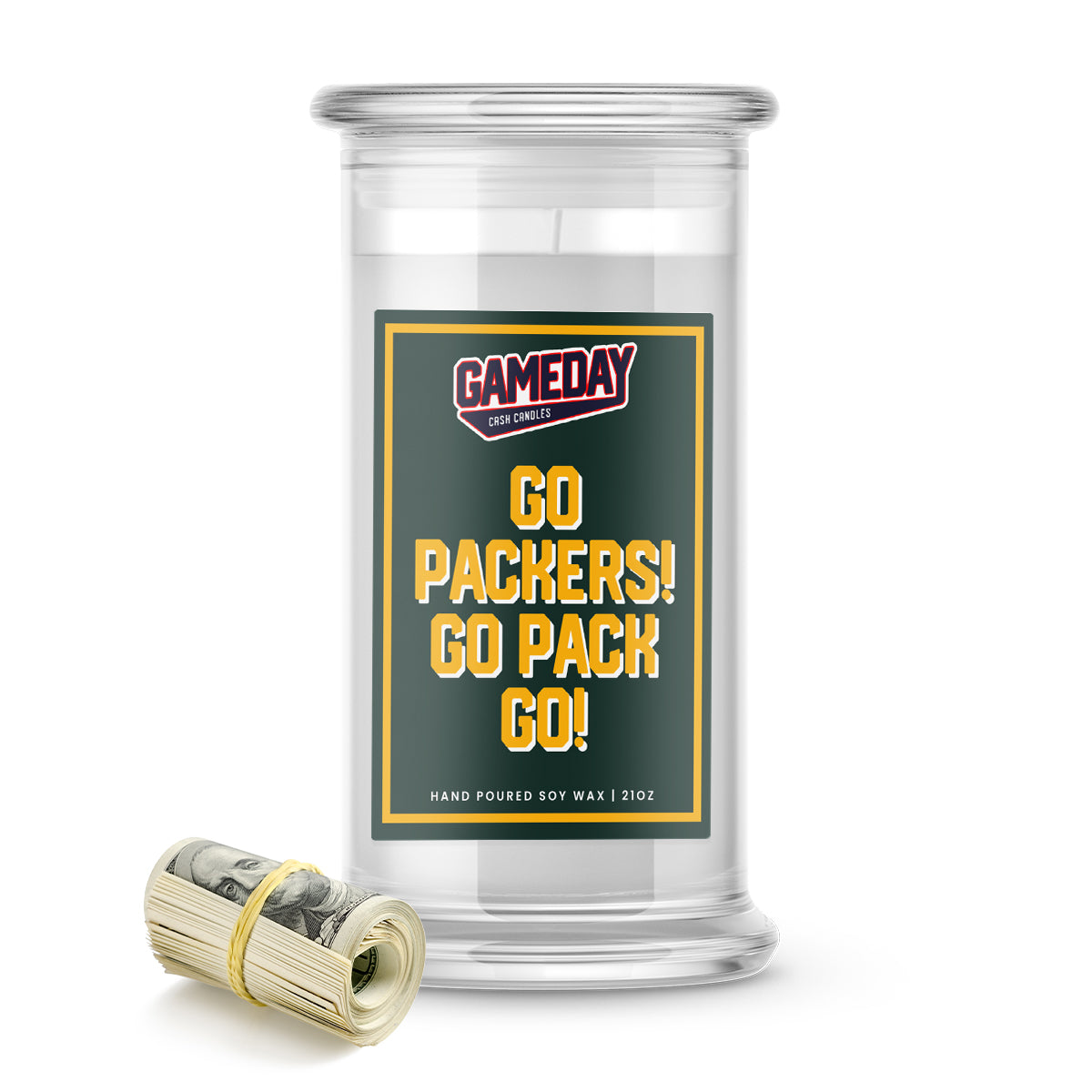 Greenbay Packers GO PACKERS! Cash Candle