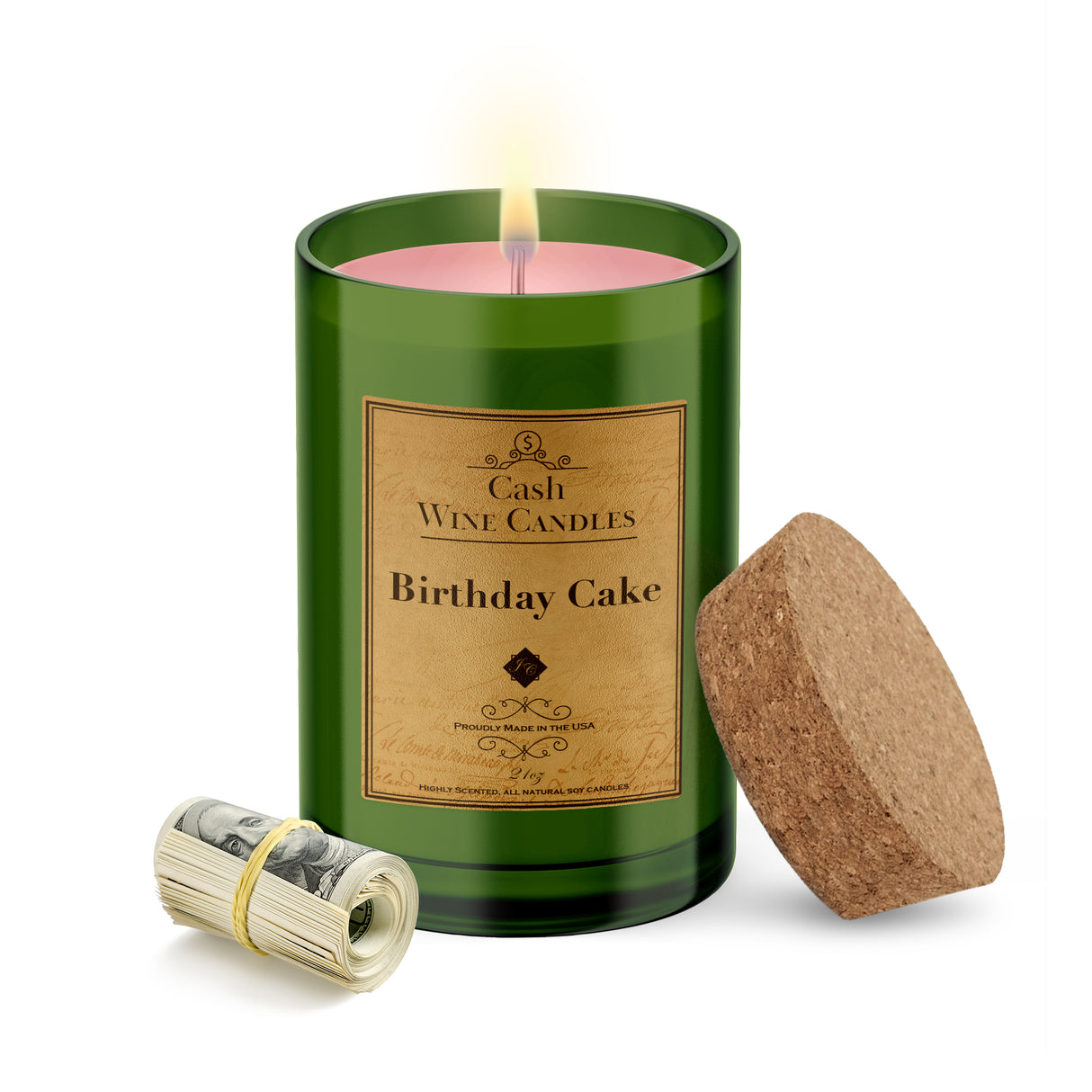 Birthday Cake Wine Bottle Cash Candle