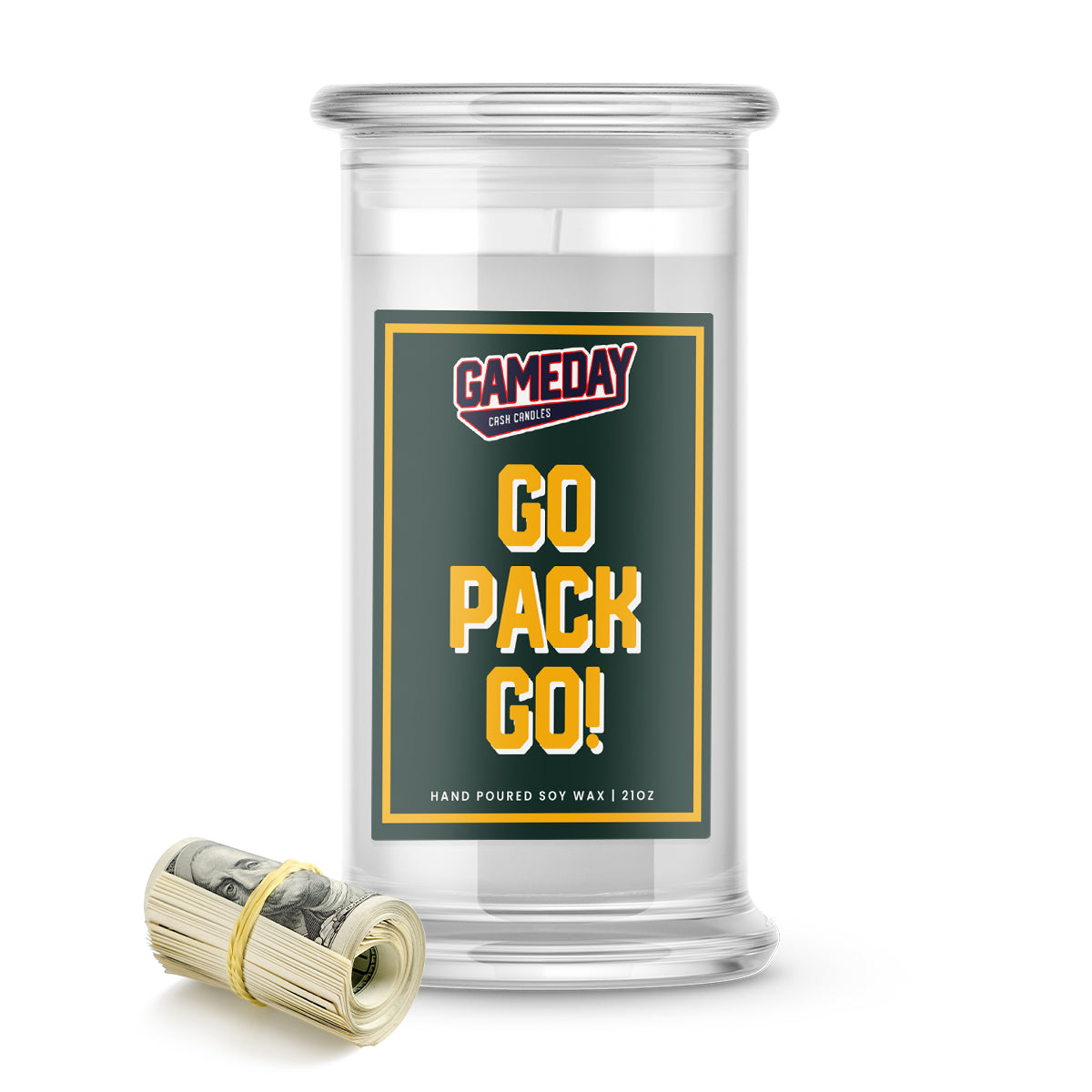 Greenbay Packers GO PACK GO! Cash Candle