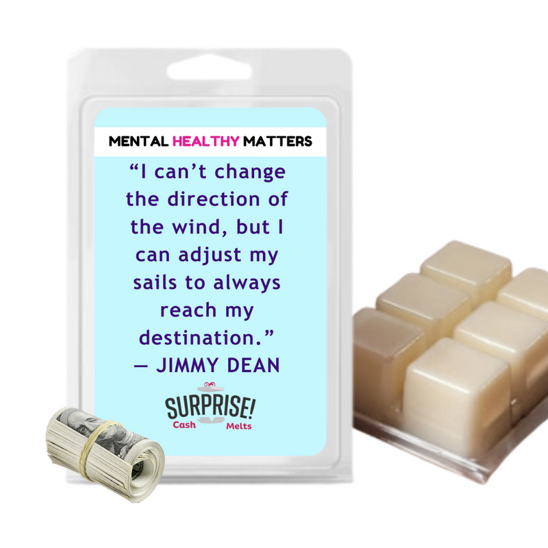 I CAN'T CHANGE THE DIRECTION OF THE WIND, BUT I CAN ADJUST MY  SAILS TO ALWAYS REACH MY DESTINATION | MENTAL HEALTH CASH WAX MELTS