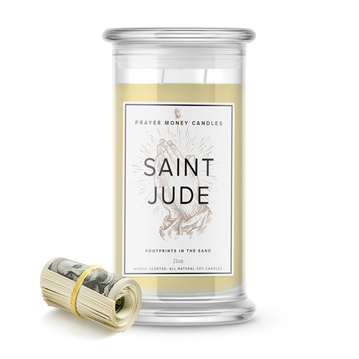 Saint Jude Prayer Candles - Footprints In The Sand Scent