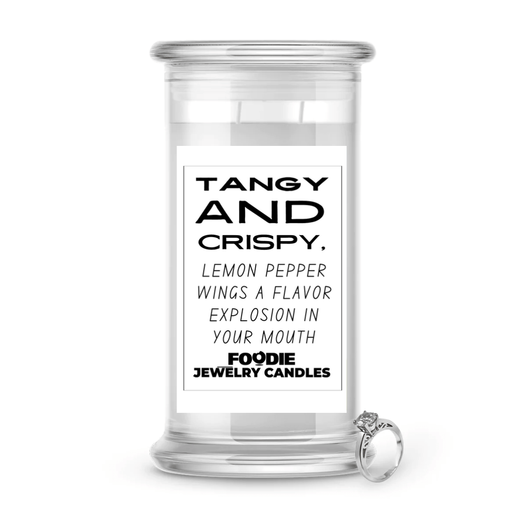 Tangy and crispy, lemon pepper wings a flavor explosion in your mouth | Foodie Jewelry Candles