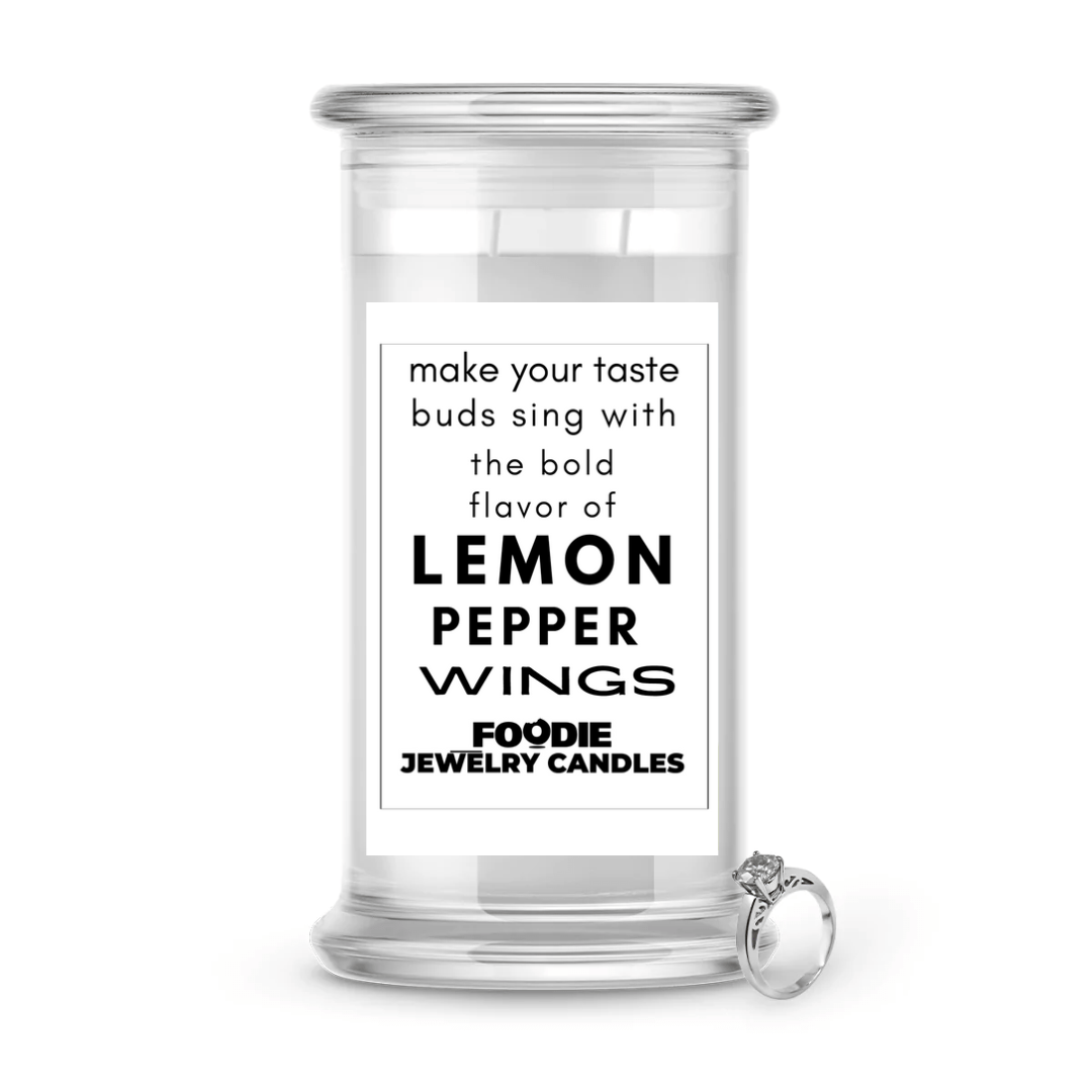 Make your taste buds sing with the bold flavor of lemon pepper wings | Foodie Jewelry Candles