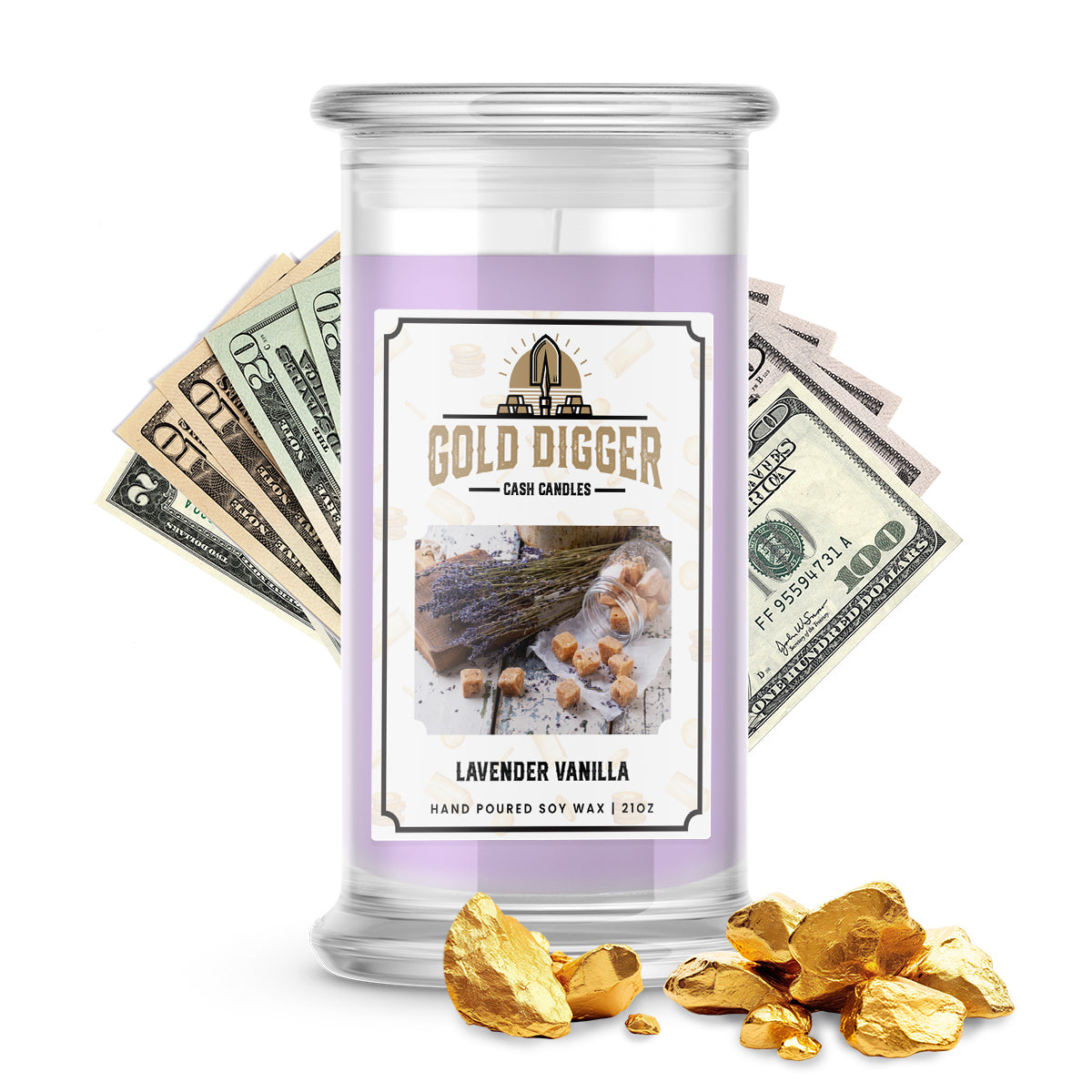 Lavender Vanilla Gold Digger Cash Candle