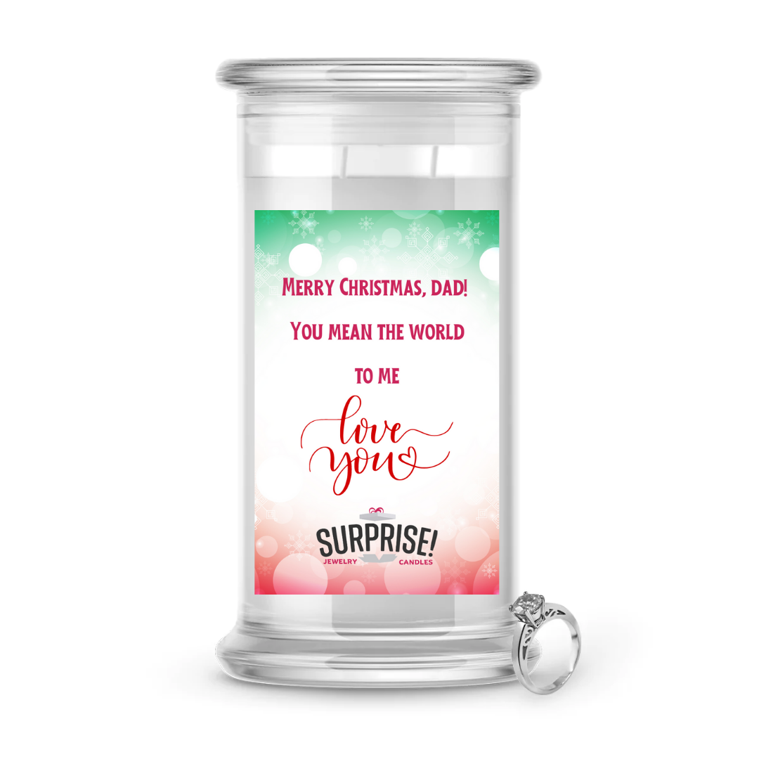 MERRY CHRISTMAS, DAD! YOU MEAN THE WORLD TO ME LOVE YOU MERRY CHRISTMAS JEWELRY CANDLE
