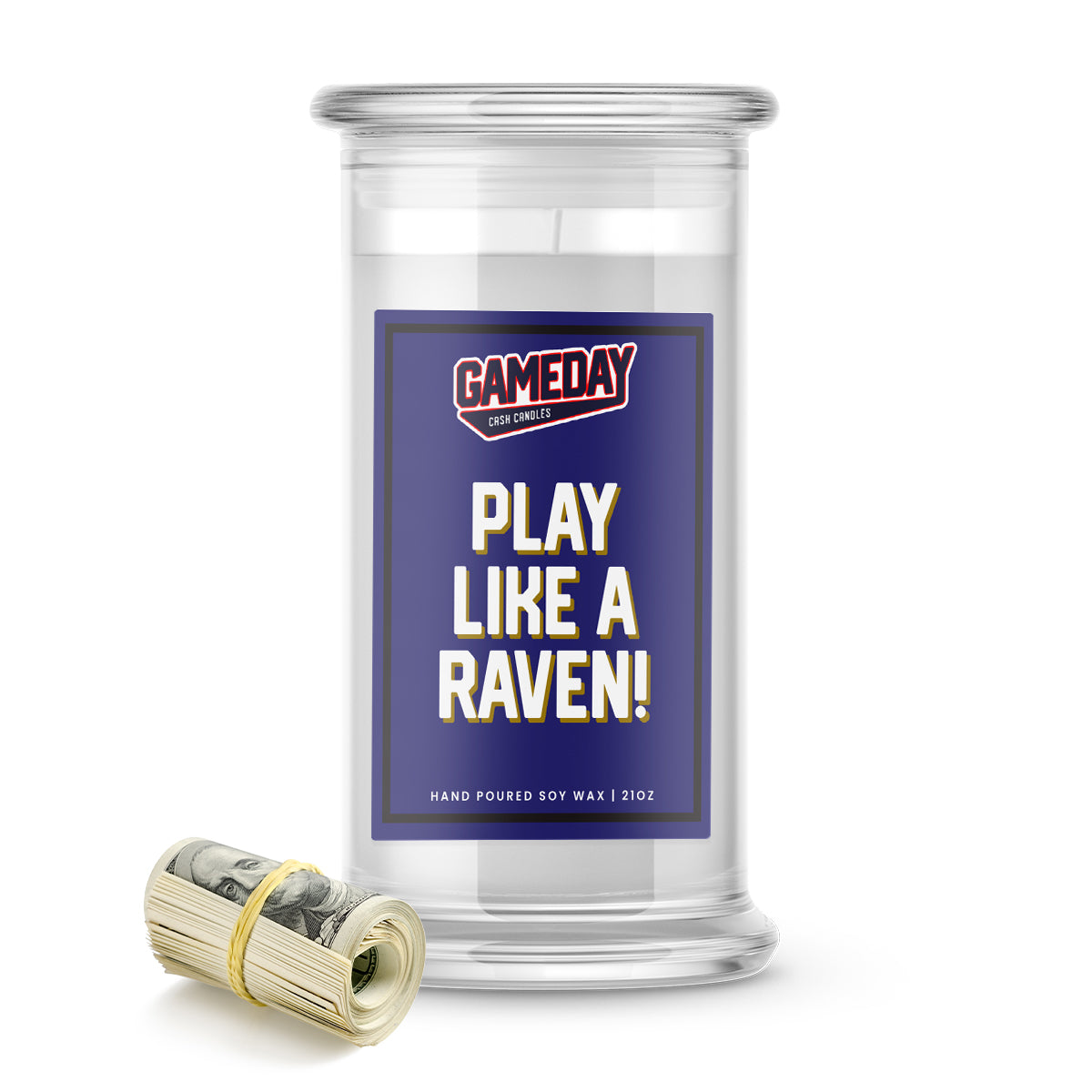 Baltimore Ravens PLAY LIKE A RAVEN! Cash Candle