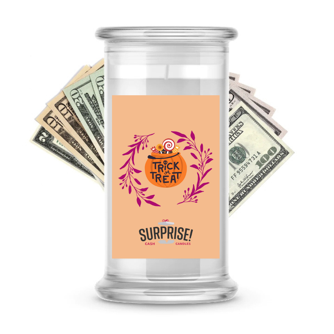 TRICK OR TREAT HALLOWEEN CASH CANDLE