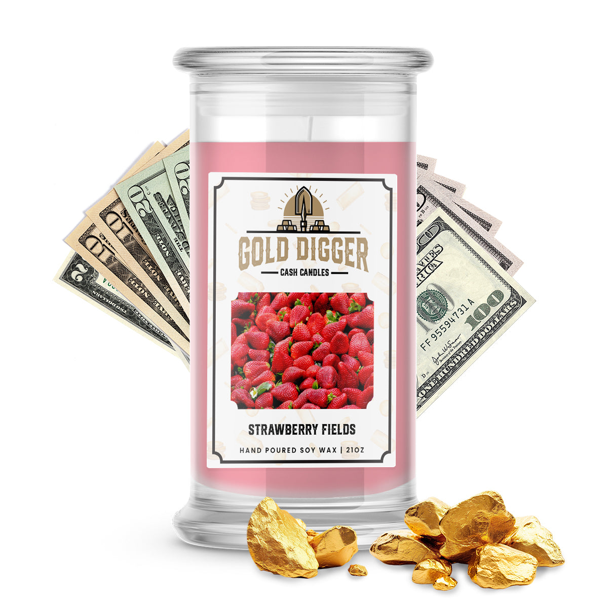 Strawberry Fields Gold Digger Cash Candle