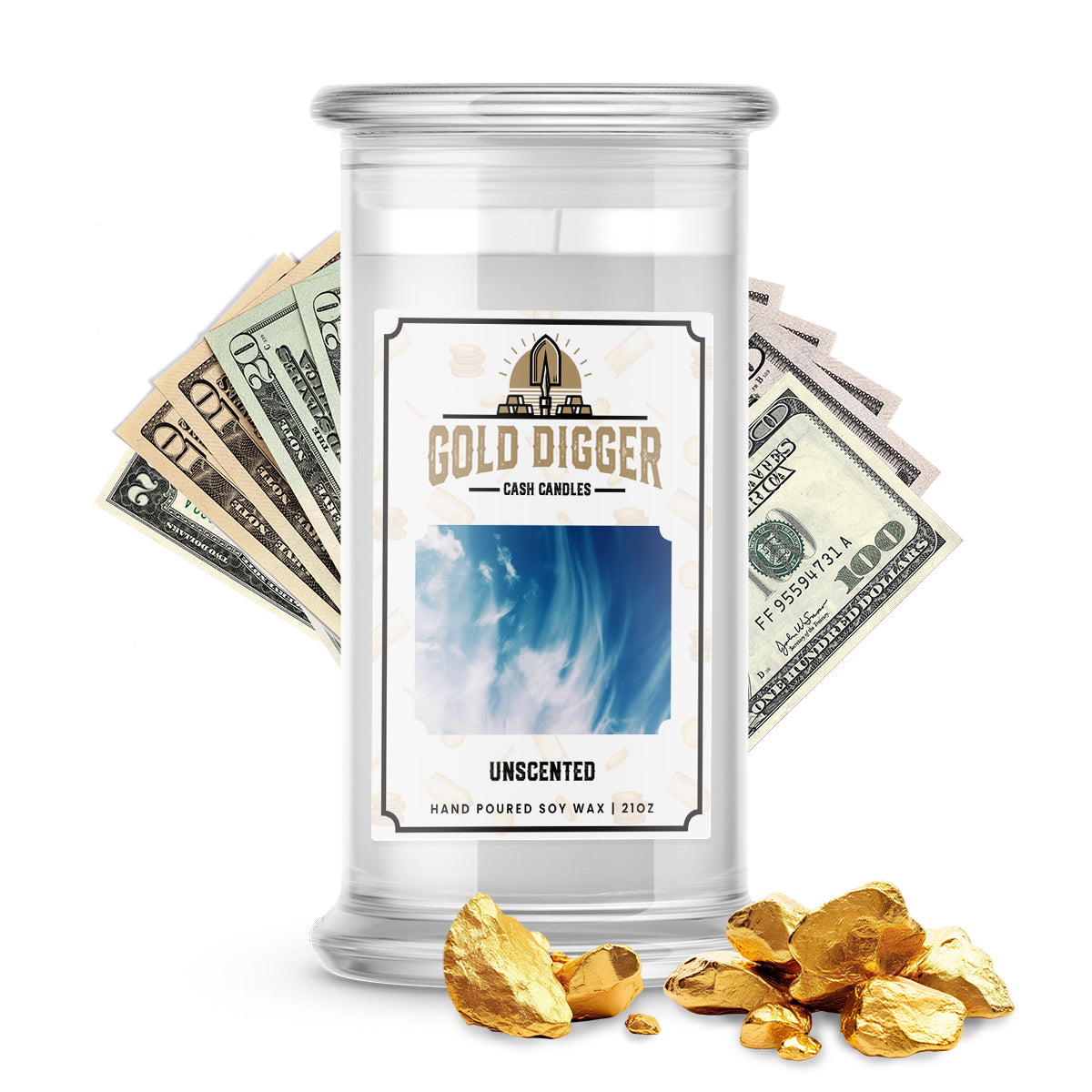 Unscented Gold Digger Cash Candle