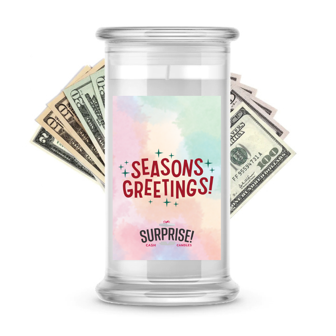 SEASONS GREETINGS! MERRY CHRISTMAS CASH CANDLE