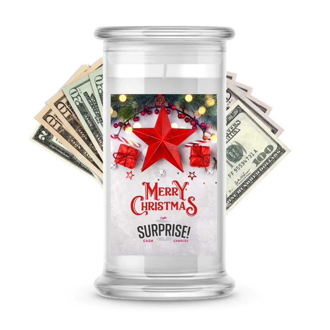 MERRY CHRISTMAS MERRY CHRISTMAS CASH CANDLE