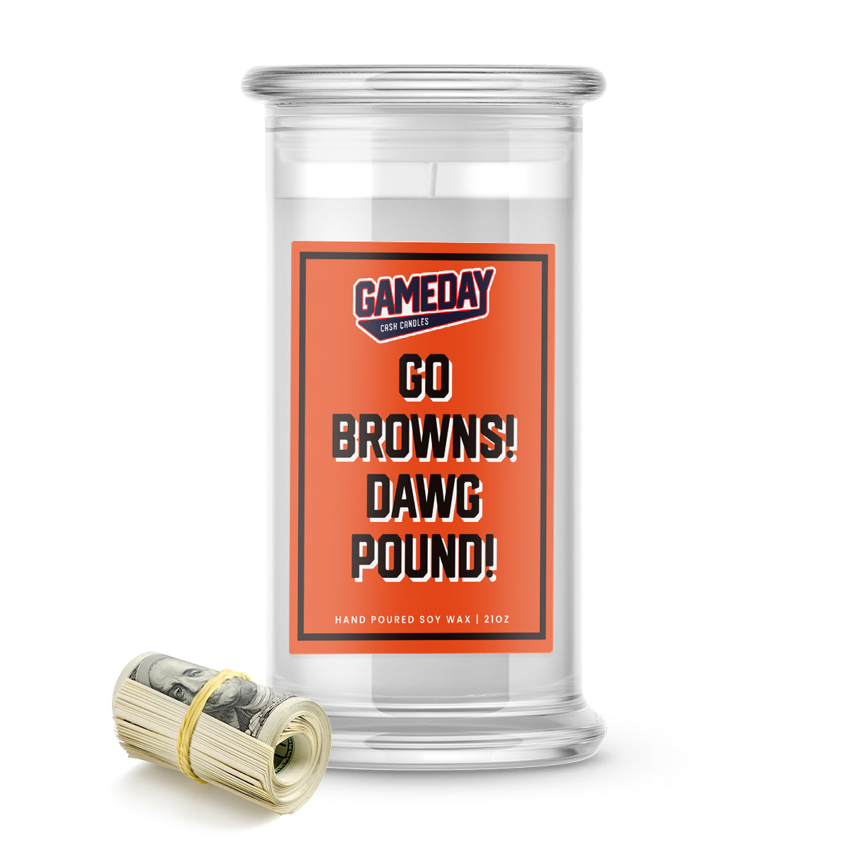 Cleveland Browns GO BROWNS! Cash Candle