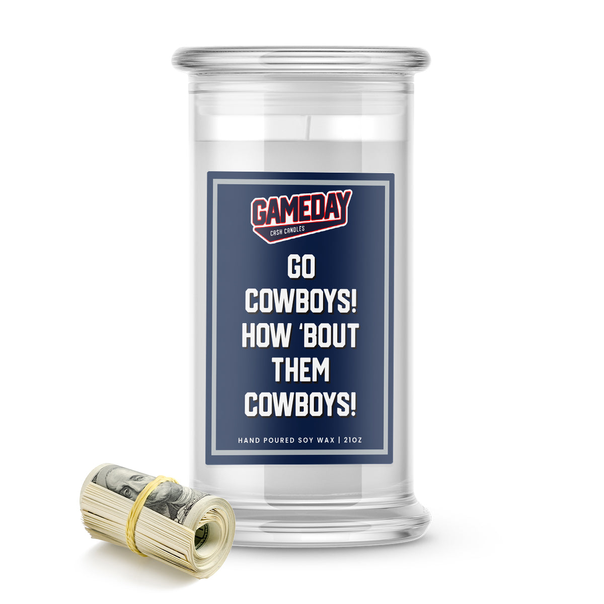 Dallas Cowboys GO COWBOYS Cash Candle