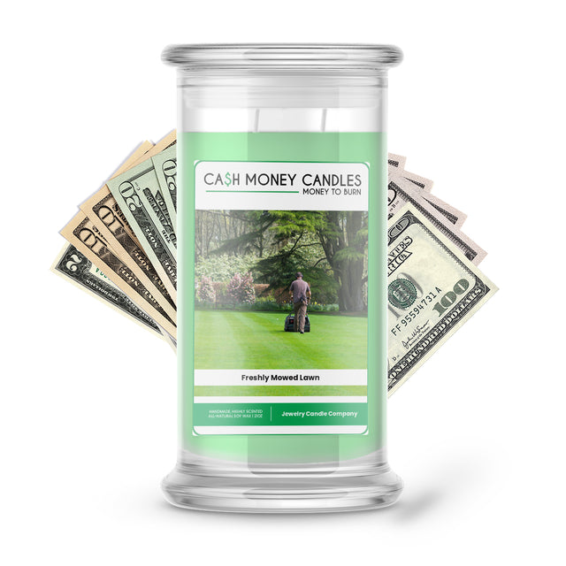 freshly mowed lawn cash candle