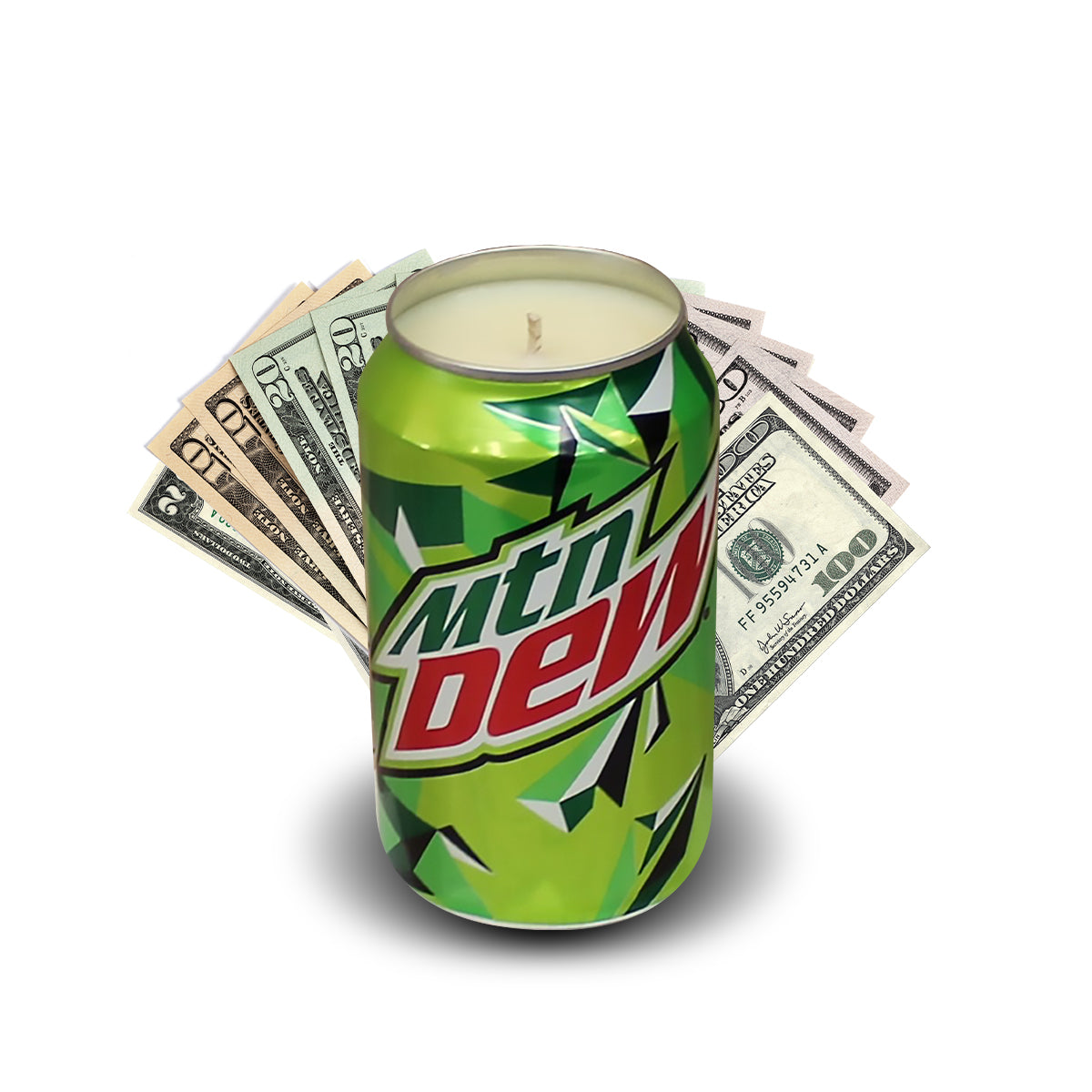 Mountain Dew soda cash candle