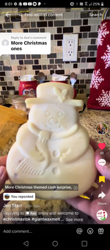 Giant Snowman Shaped Cash Wax Melt