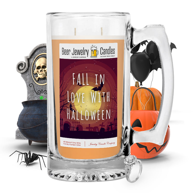 Fall in love with halloween Beer Jewelry Candle
