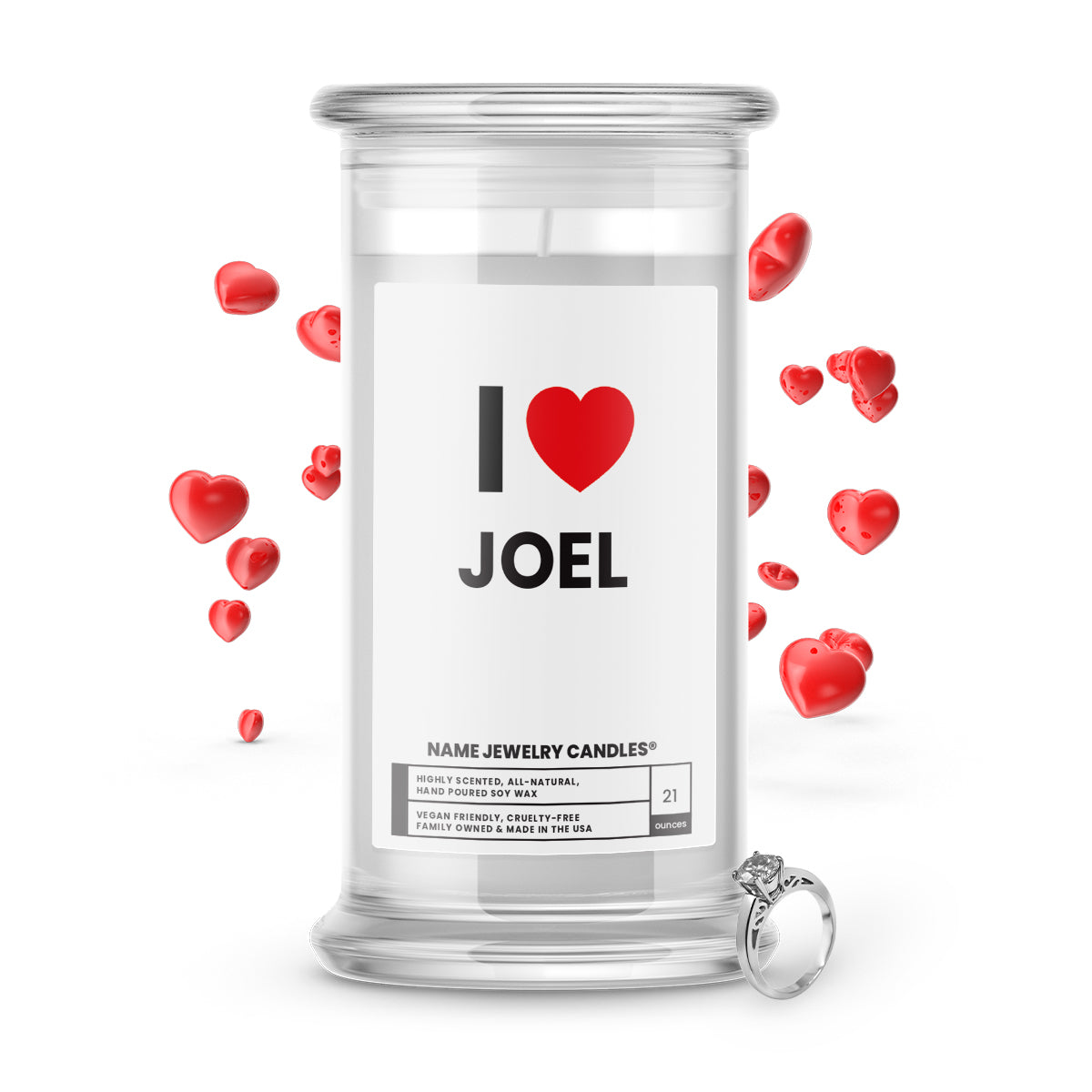 I ❤️ JOEL | Name Jewelry Candles