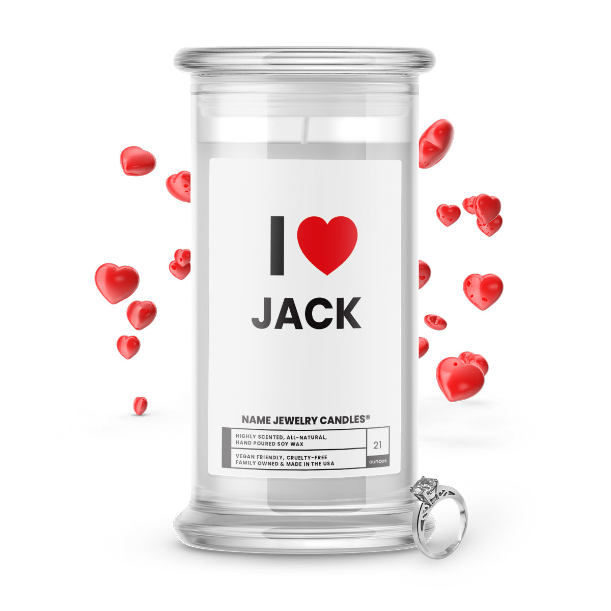 I ❤️ JACK | Name Jewelry Candles
