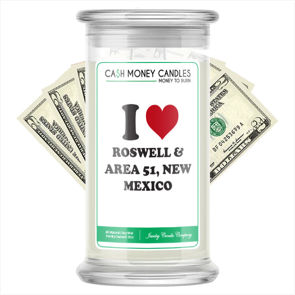 I Love ROSWELL & AREA 51, NEW MEXICO Landmark Cash Candles