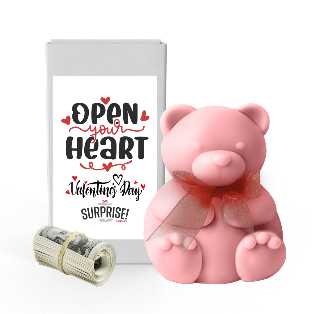 Open Your Heart Valentines Day | Valentines Day Surprise Cash Money Bear Wax Melts