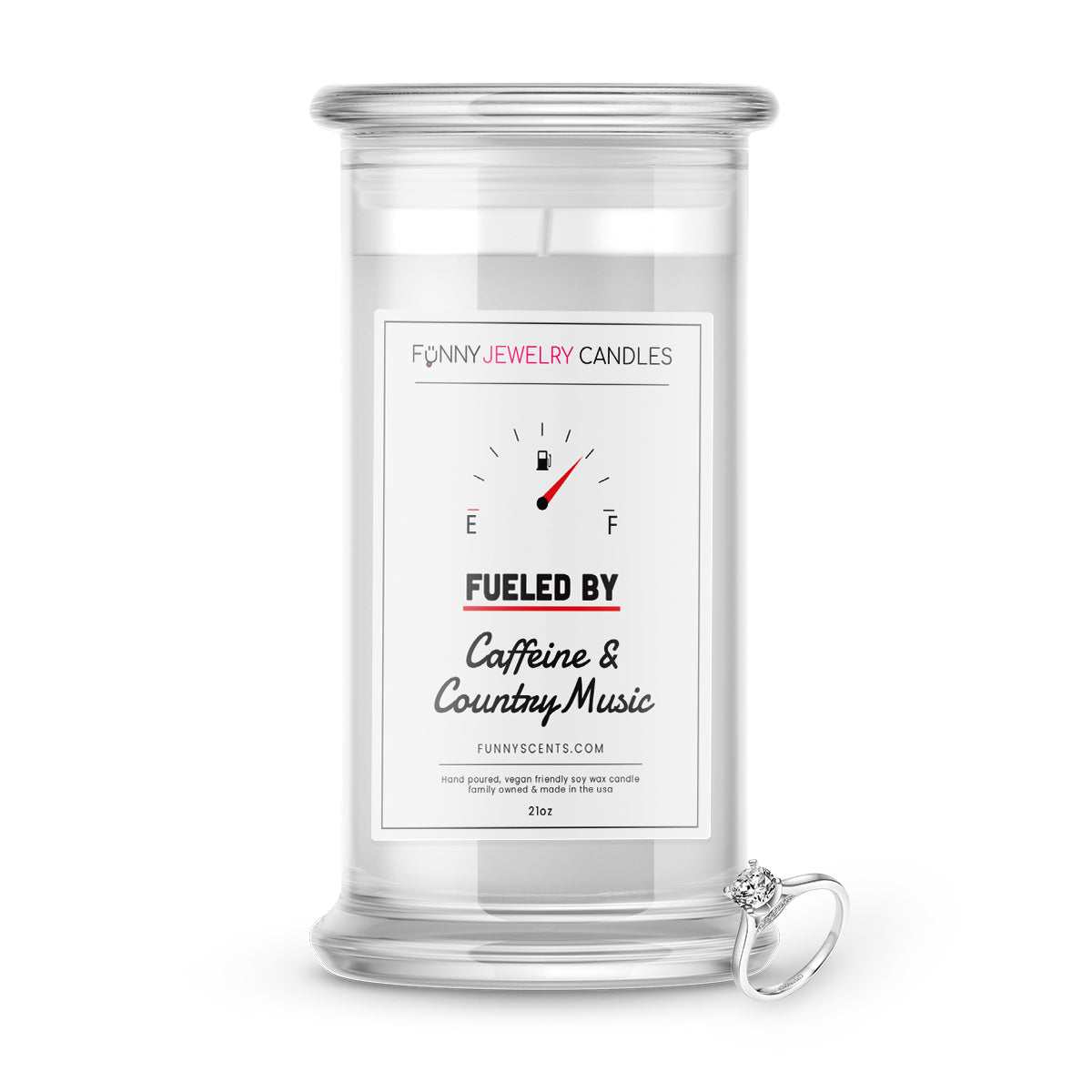Fueled By Caffeine and Country Music Jewelry Funny Candles