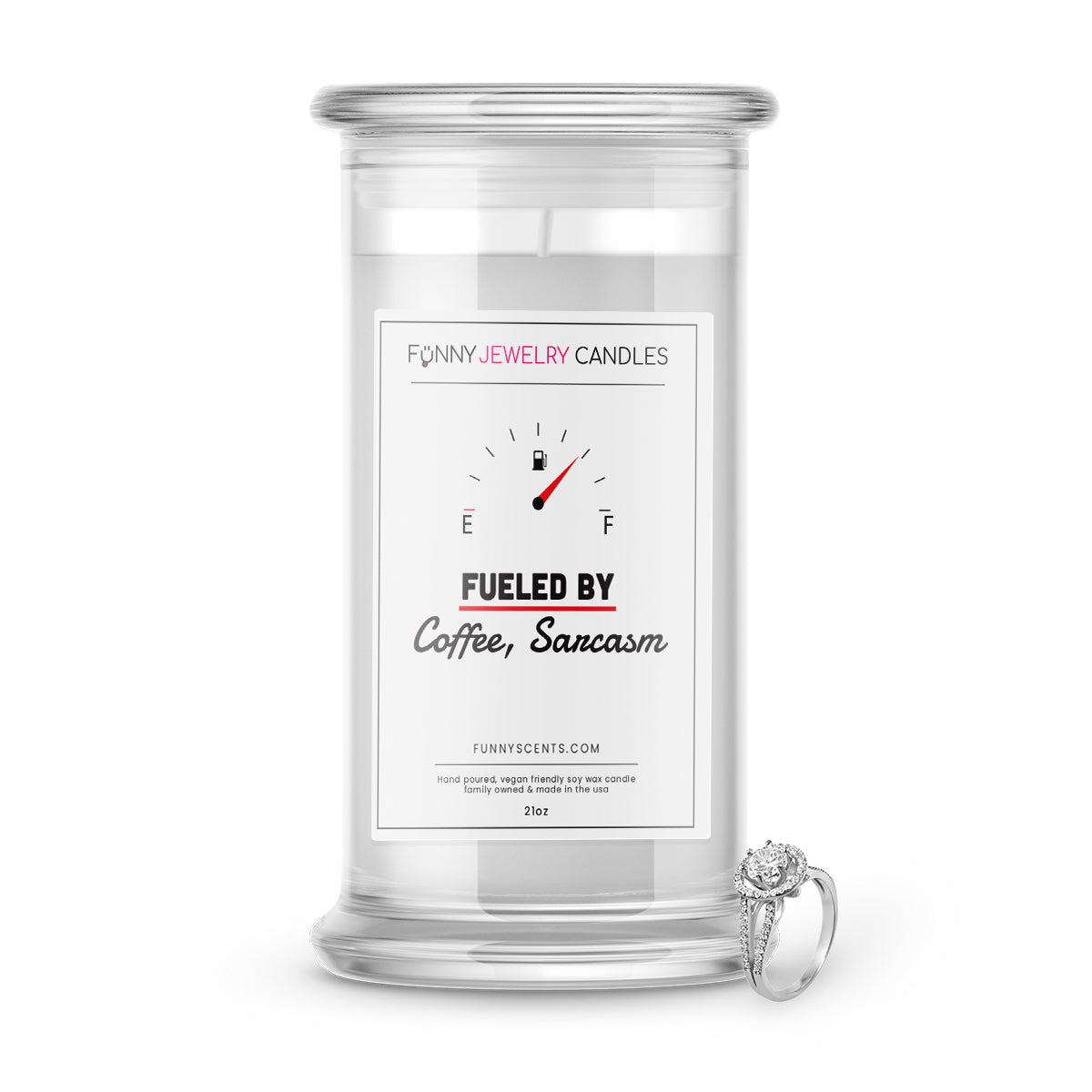 Fueled By Coffee Sarcasm and Jewelry Funny Candles