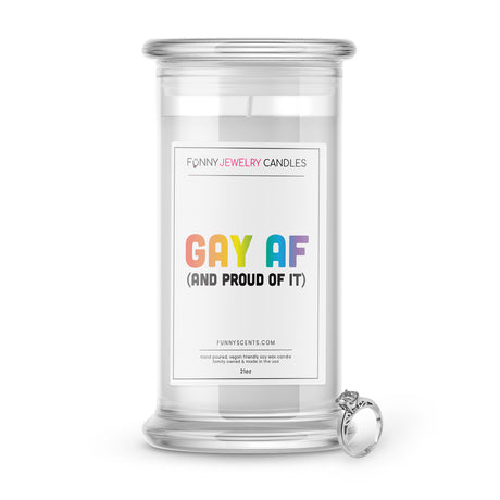 gay af and proud of it jewelry funny candle