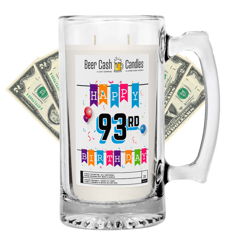 Happy 93rd Birthday Beer Cash Candle