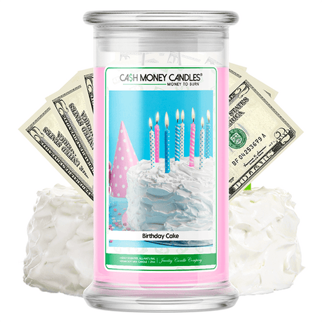 birthday cake cash money candle