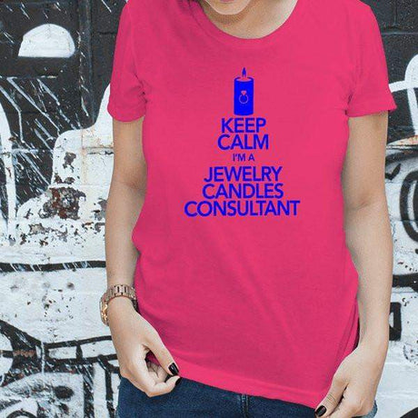 Blue On Hot Pink Keep Calm Short-Sleeve Shirt - Jewelry Clothing-Jewelry Apparel-The Official Website of Jewelry Candles - Find Jewelry In Candles!