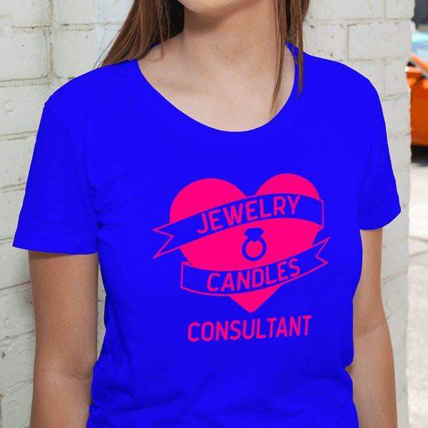 Hot Pink On Blue Heart Banner Short-Sleeve Shirt - Jewelry Clothing-Jewelry Apparel-The Official Website of Jewelry Candles - Find Jewelry In Candles!