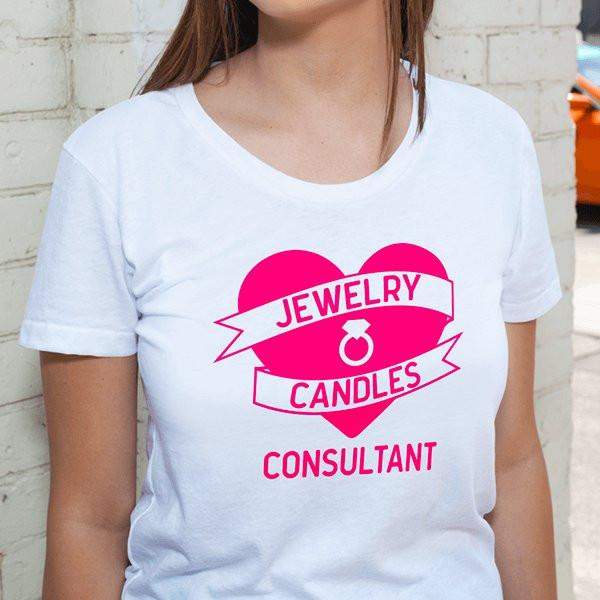 Hot Pink On White Heart Banner Short-Sleeve Shirt - Jewelry Clothing-Jewelry Apparel-The Official Website of Jewelry Candles - Find Jewelry In Candles!