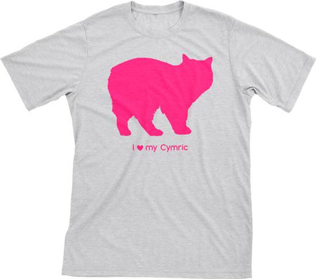 I Love My Cymric | Must Love Cats® Hot Pink On Heathered Grey Short Sleeve T-Shirt-Must Love Cats® T-Shirts-The Official Website of Jewelry Candles - Find Jewelry In Candles!