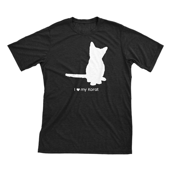 I Love My Korat | Must Love Cats® White On Black Short Sleeve T-Shirt-Must Love Cats® T-Shirts-The Official Website of Jewelry Candles - Find Jewelry In Candles!