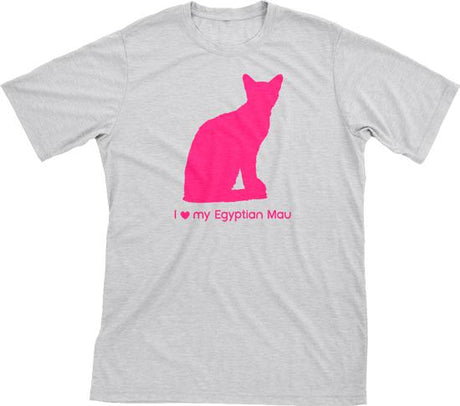 I Love My Egyptian Mau | Must Love Cats® Hot Pink On Heathered Grey Short Sleeve T-Shirt-Must Love Cats® T-Shirts-The Official Website of Jewelry Candles - Find Jewelry In Candles!