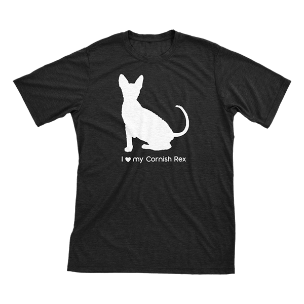 I Love My Cornish Rex | Must Love Cats® White On Black Short Sleeve T-Shirt-Must Love Cats® T-Shirts-The Official Website of Jewelry Candles - Find Jewelry In Candles!