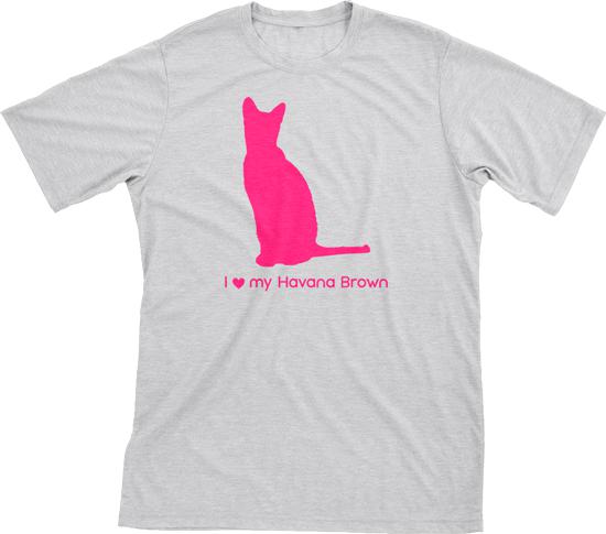 I Love My Havana Brown | Must Love Cats® Hot Pink On Heathered Grey Short Sleeve T-Shirt-Must Love Cats® T-Shirts-The Official Website of Jewelry Candles - Find Jewelry In Candles!