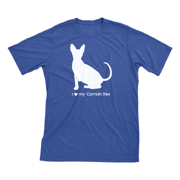 I Love My Cornish Rex | Must Love Cats® White On Heathered Royal Blue Short Sleeve T-Shirt-Must Love Cats® T-Shirts-The Official Website of Jewelry Candles - Find Jewelry In Candles!