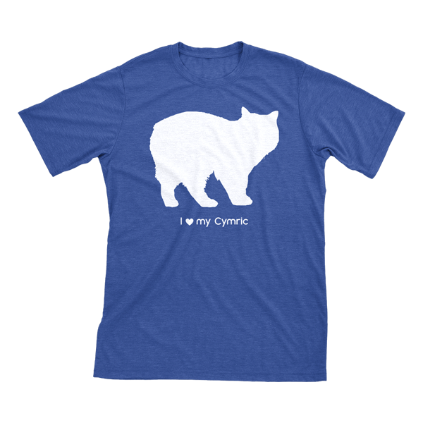 I Love My Cymric | Must Love Cats® White On Heathered Royal Blue Short Sleeve T-Shirt-Must Love Cats® T-Shirts-The Official Website of Jewelry Candles - Find Jewelry In Candles!