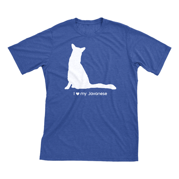 I Love My Javanese | Must Love Cats® White On Heathered Royal Blue Short Sleeve T-Shirt-Must Love Cats® T-Shirts-The Official Website of Jewelry Candles - Find Jewelry In Candles!