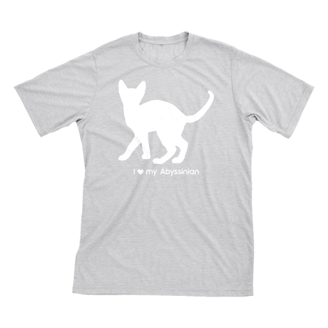 I Love My Abyssinian | Must Love Cats® White On Heathered Grey Short Sleeve T-Shirt-Must Love Cats® T-Shirts-The Official Website of Jewelry Candles - Find Jewelry In Candles!