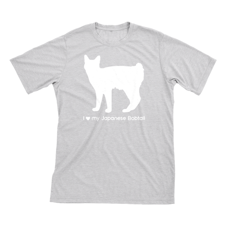 I Love My Japanese Bobtail | Must Love Cats® White On Heathered Grey Short Sleeve T-Shirt-Must Love Cats® T-Shirts-The Official Website of Jewelry Candles - Find Jewelry In Candles!