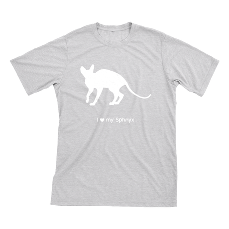 I Love My Sphnyx | Must Love Cats® White On Heathered Grey Short Sleeve T-Shirt-Must Love Cats® T-Shirts-The Official Website of Jewelry Candles - Find Jewelry In Candles!