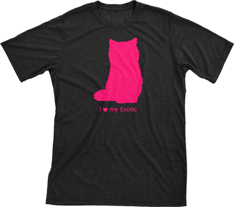 I Love My Exotic | Must Love Cats® Hot Pink On Black Short Sleeve T-Shirt-Must Love Cats® T-Shirts-The Official Website of Jewelry Candles - Find Jewelry In Candles!